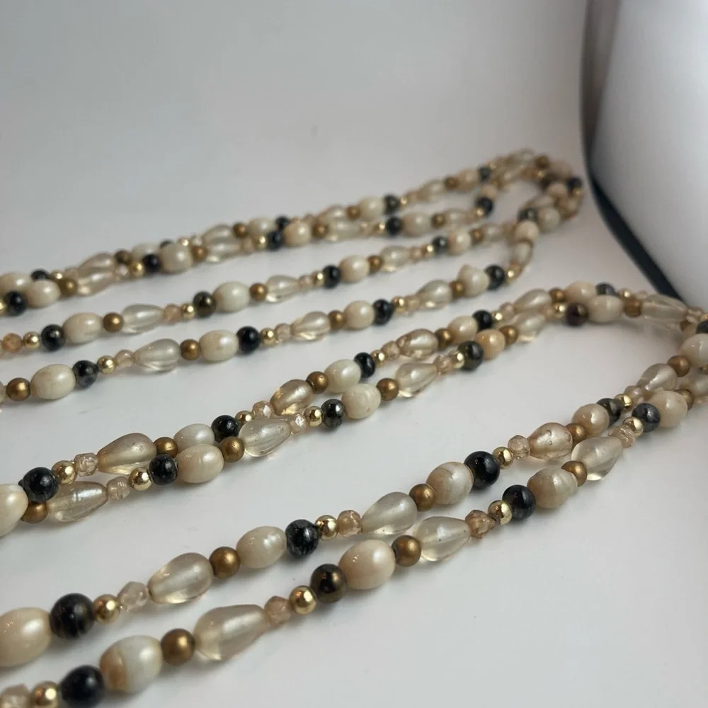 Tie Backs Glass Beads Lot of 2 Cream, Brown & Gold Curtain, Bath Towels Tie Back